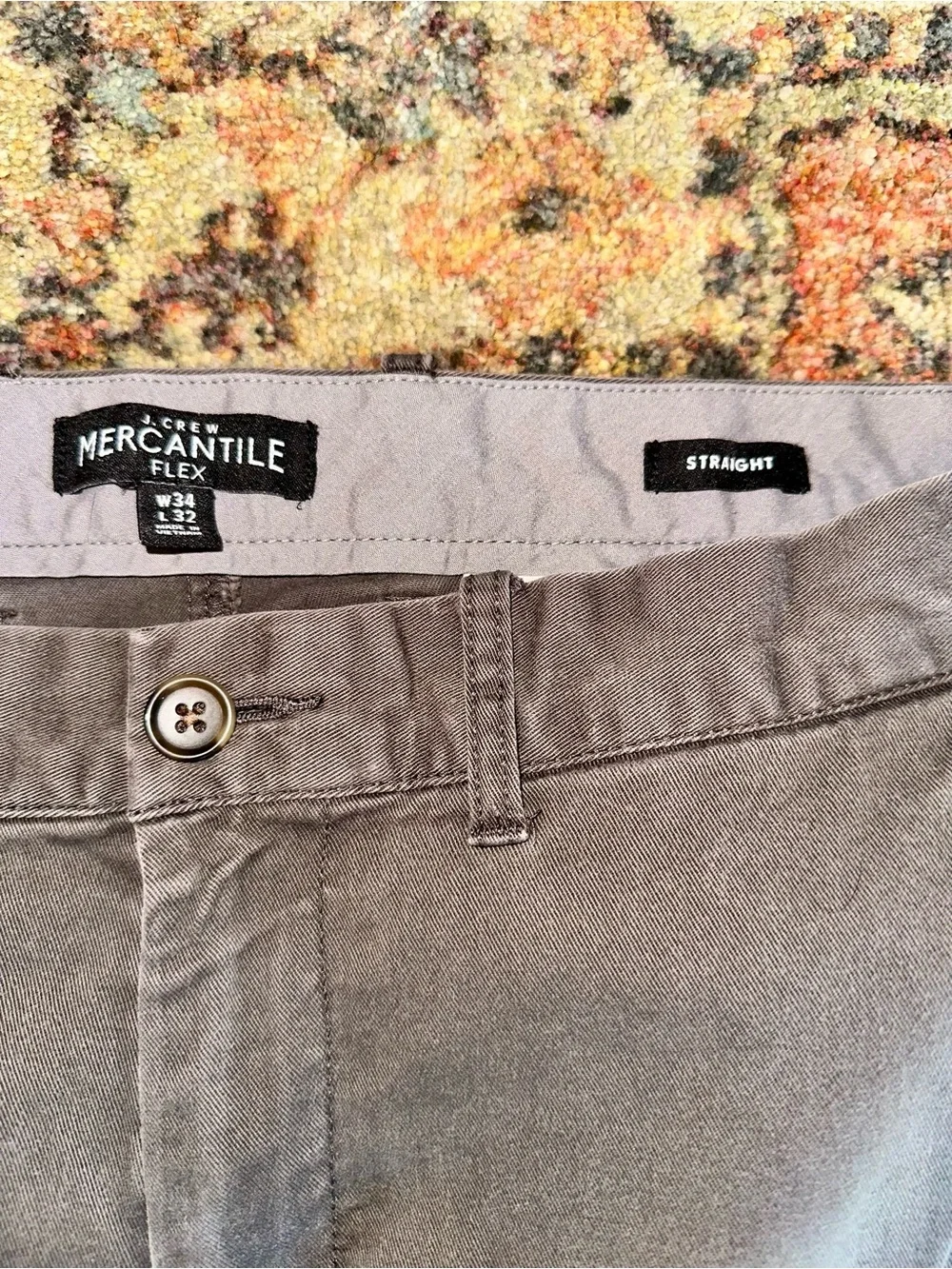 J. Crew Men's 34x32 Straight-Leg Chinos in Charcoal